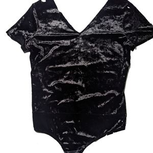NWT Lucky Brand Vneck Black Velvet Bodysuit